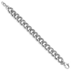 Sterling Silver Antiqued & Textured .50in ext Bracelet