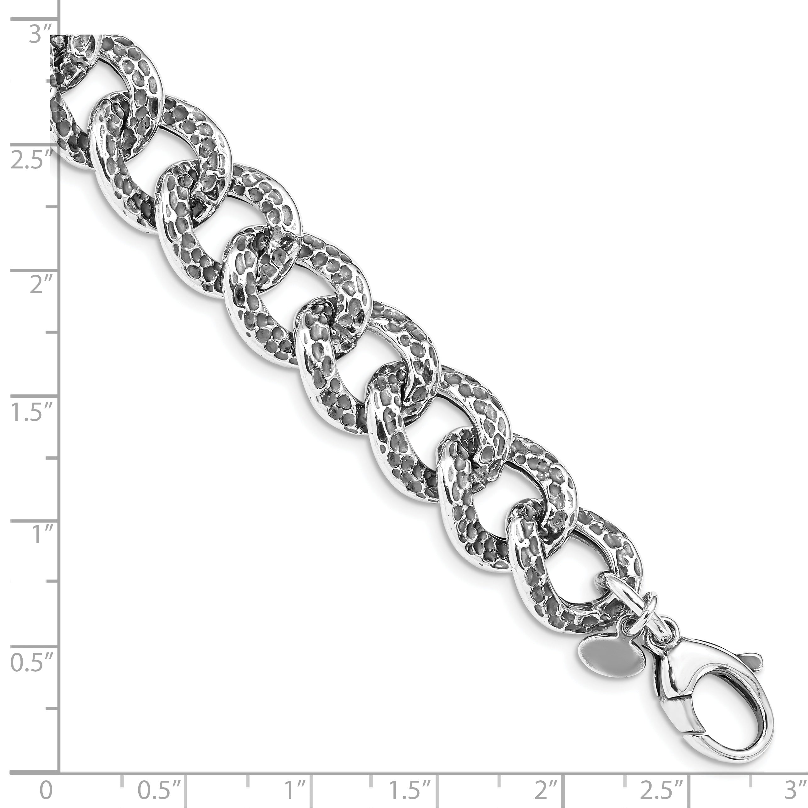 Sterling Silver Antiqued & Textured .50in ext Bracelet