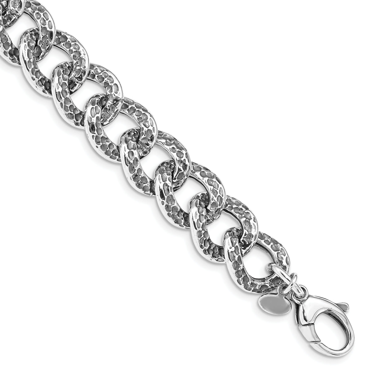 Sterling Silver Antiqued & Textured .50in ext Bracelet