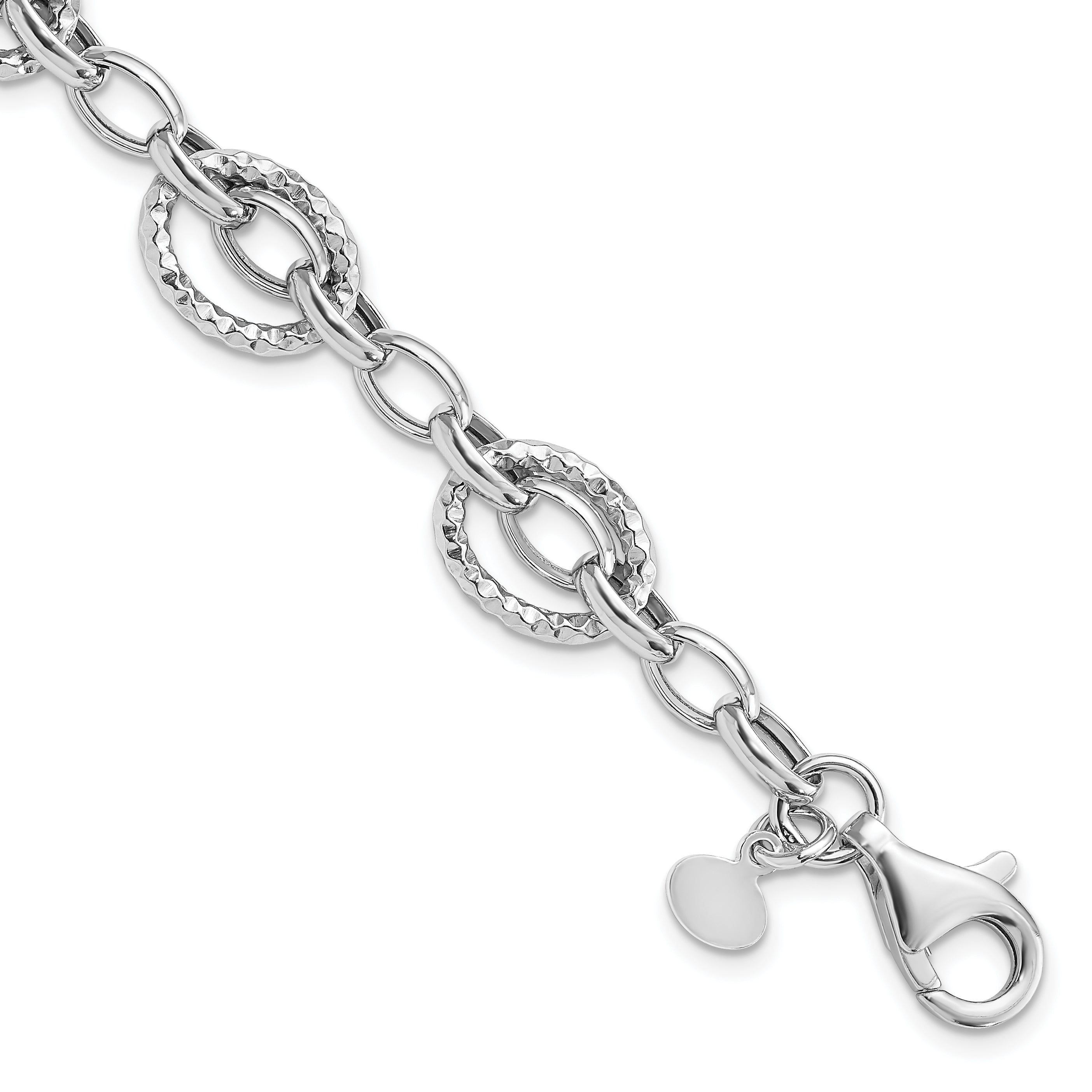 Sterling Silver Rhod-plated Polished Hammered Bracelet Main image