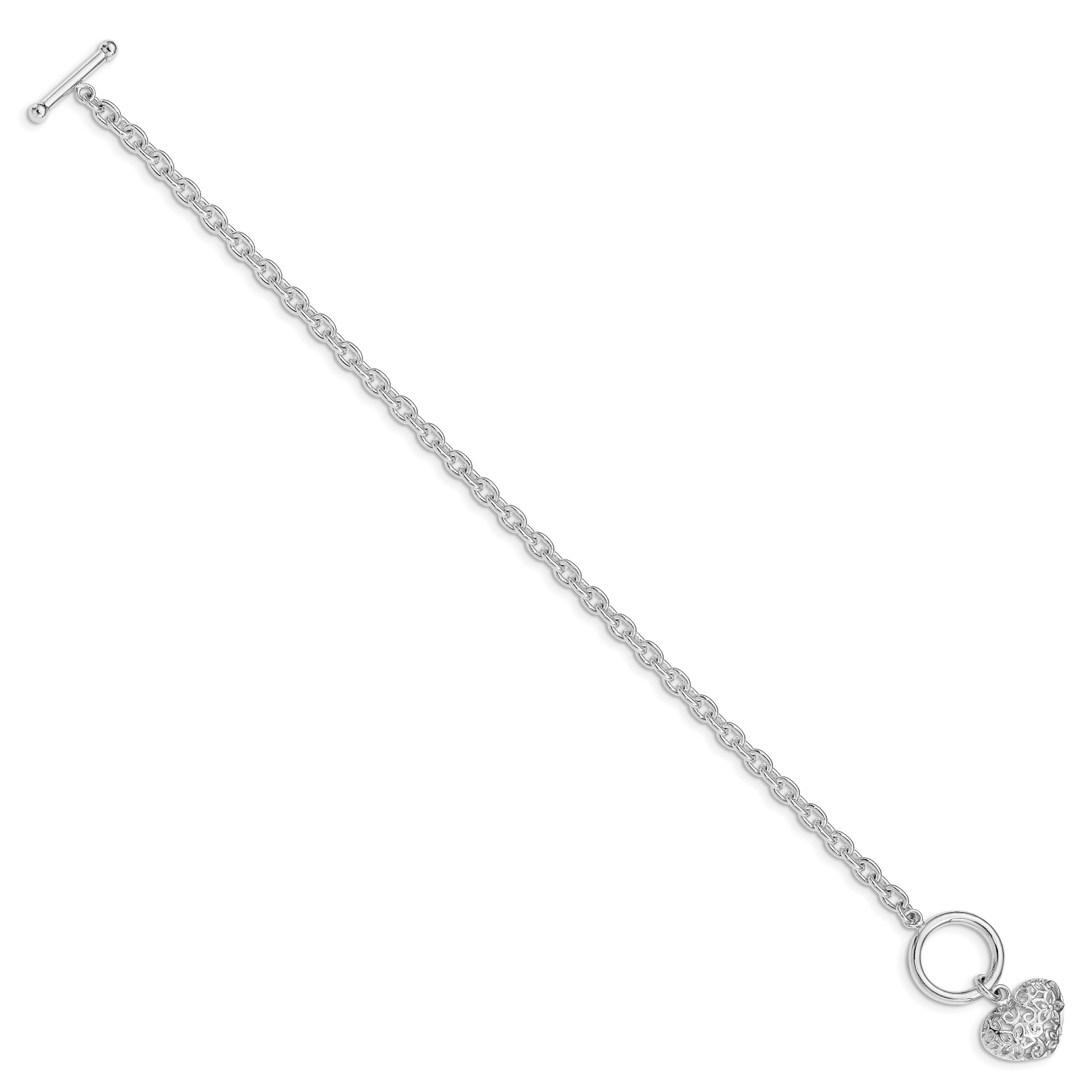 Sterling Silver Polished Heart Bracelet Secondary image