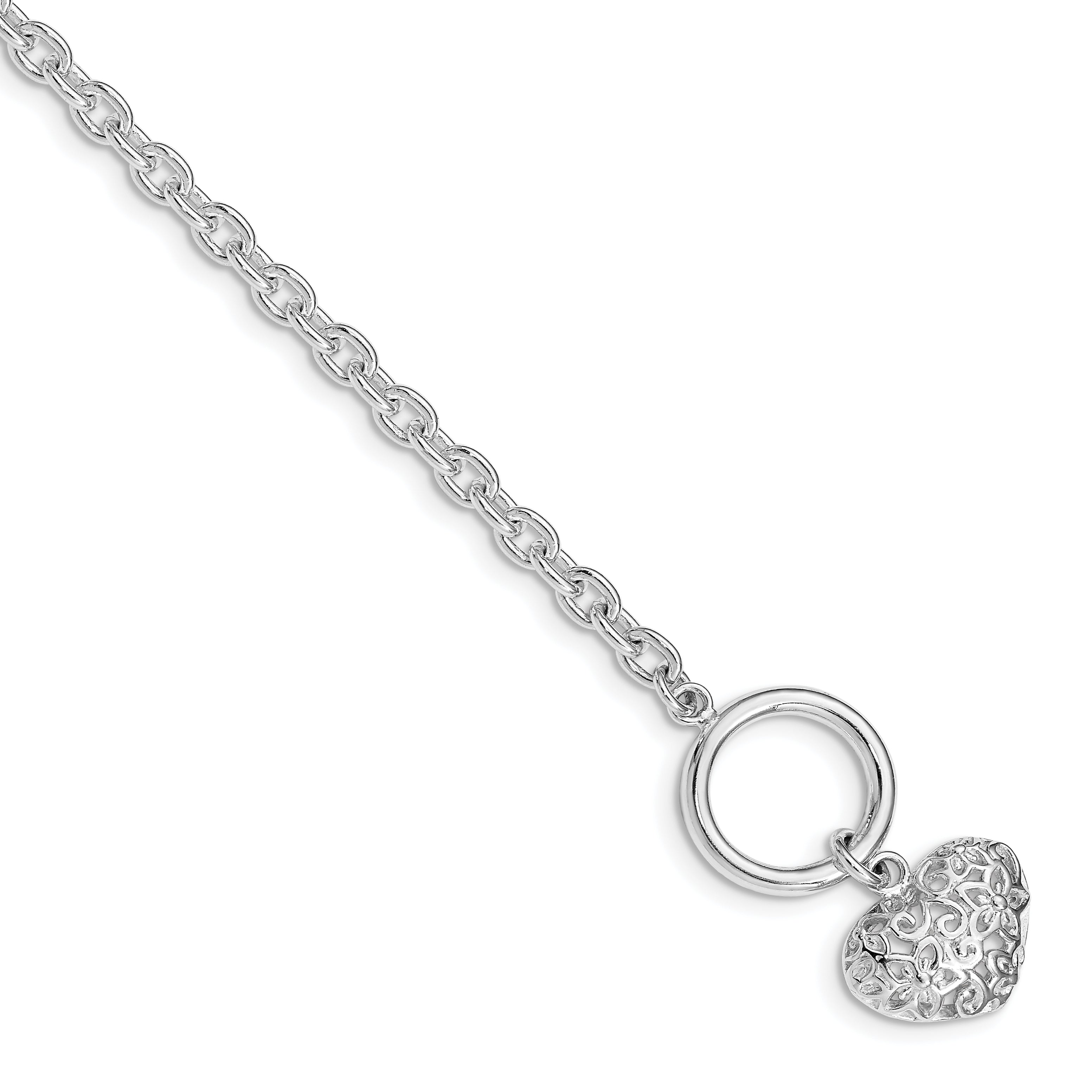 Sterling Silver Polished Heart Bracelet Main image