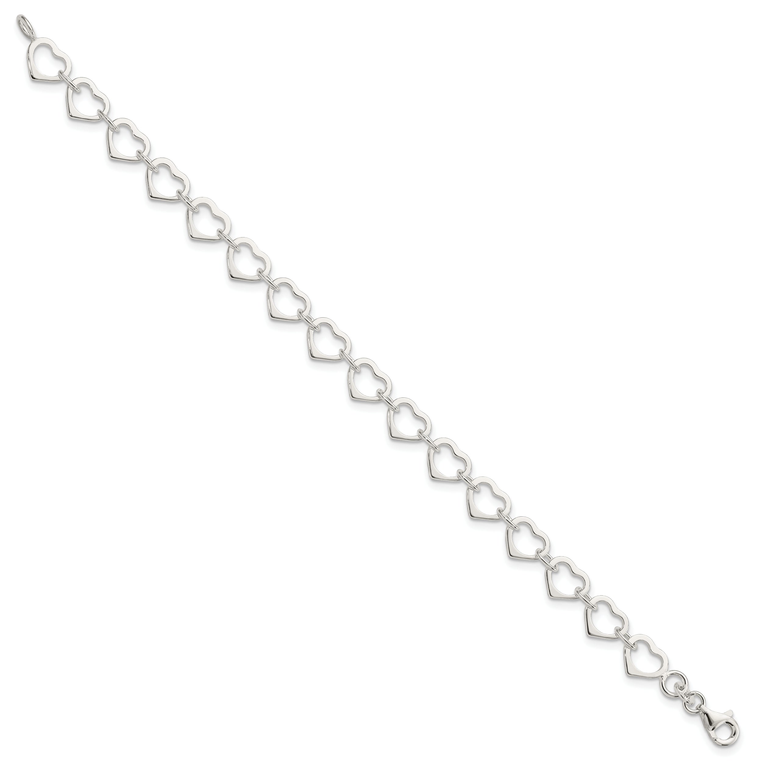 Sterling Silver Polished Heart Bracelet