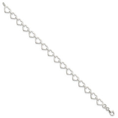 Sterling Silver Polished Heart Bracelet