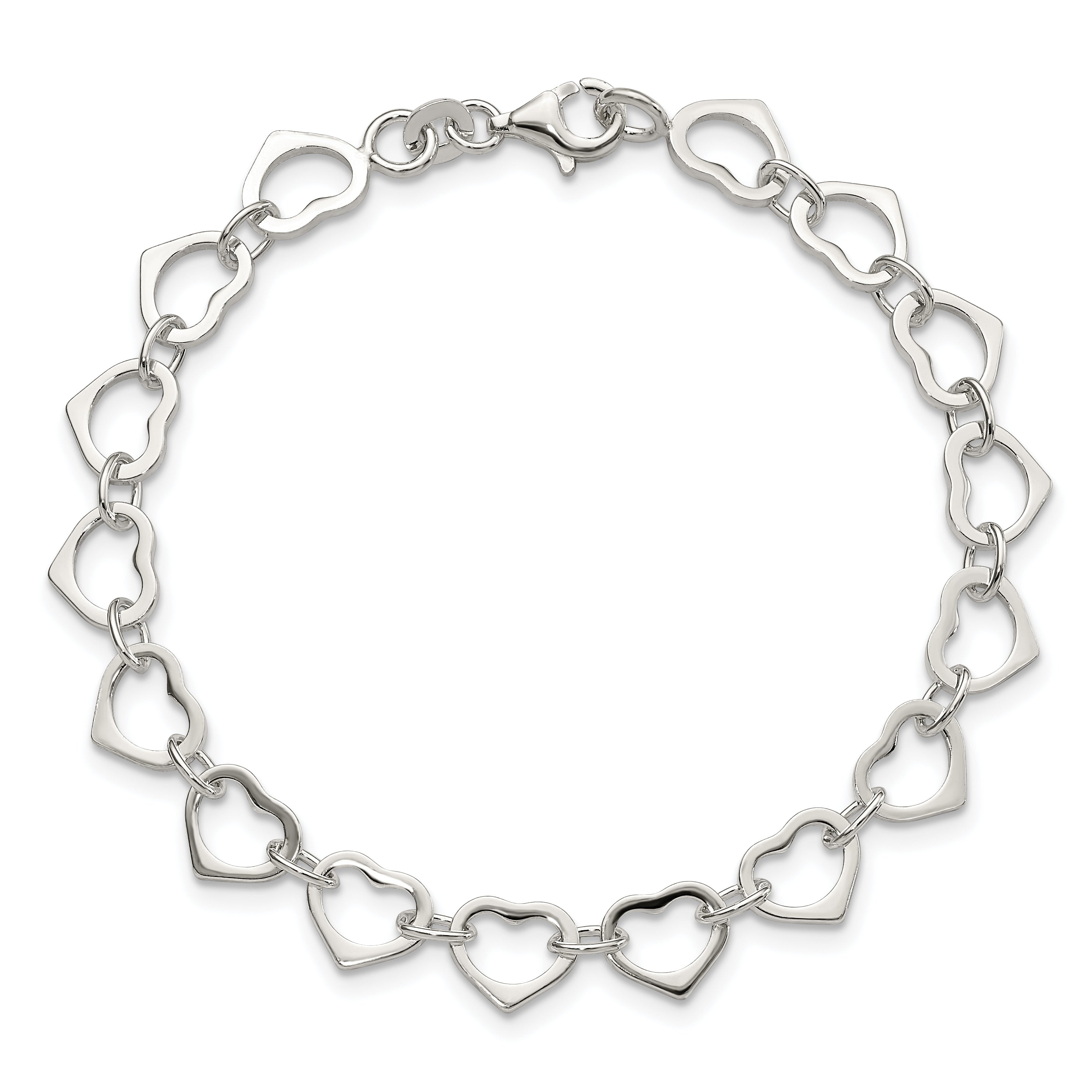 Sterling Silver Polished Heart Bracelet