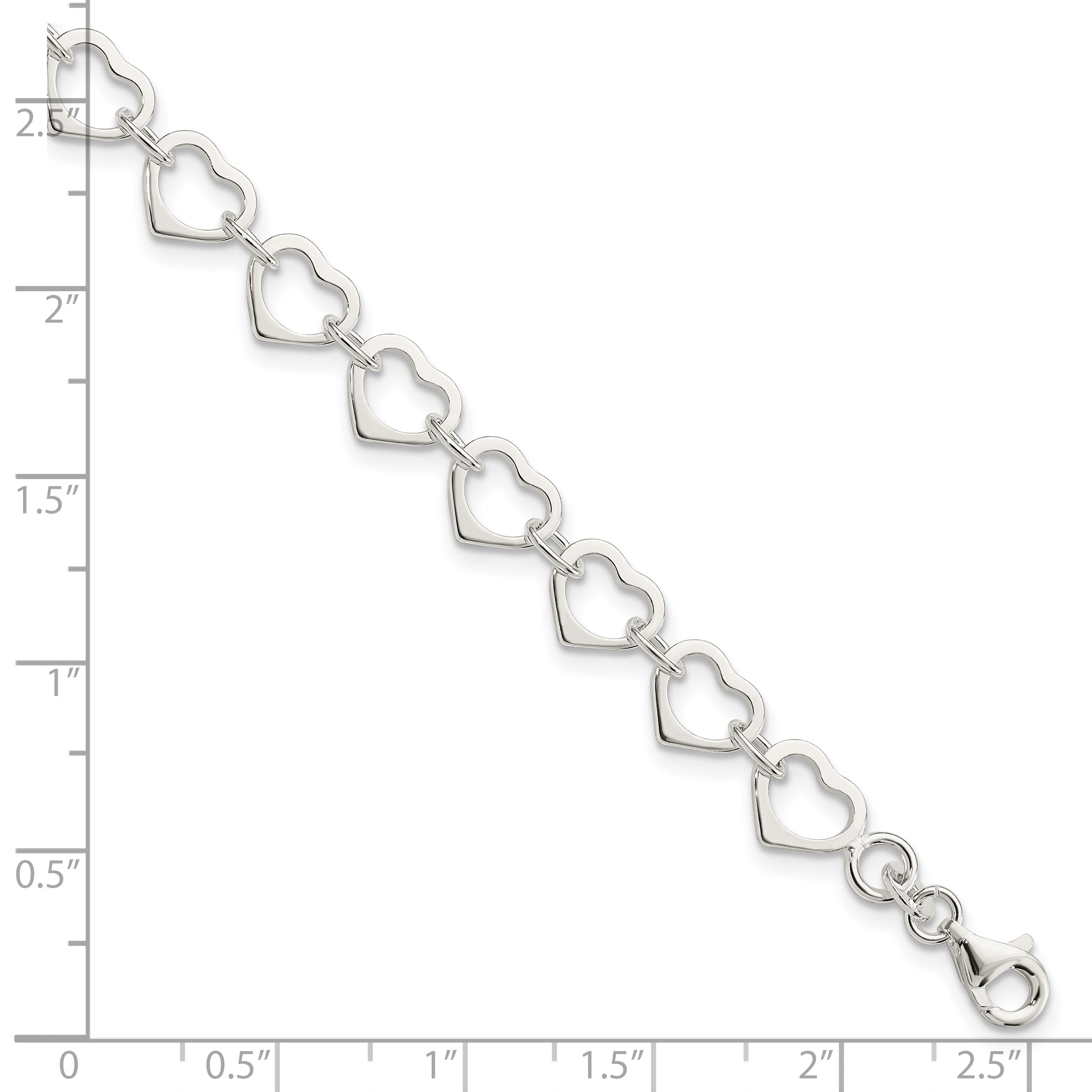 Sterling Silver Polished Heart Bracelet