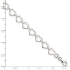 Sterling Silver Polished Heart Bracelet