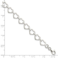 Sterling Silver Polished Heart Bracelet