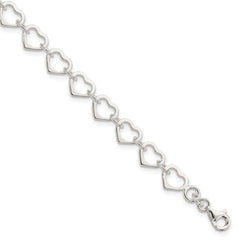 Sterling Silver Polished Heart Bracelet