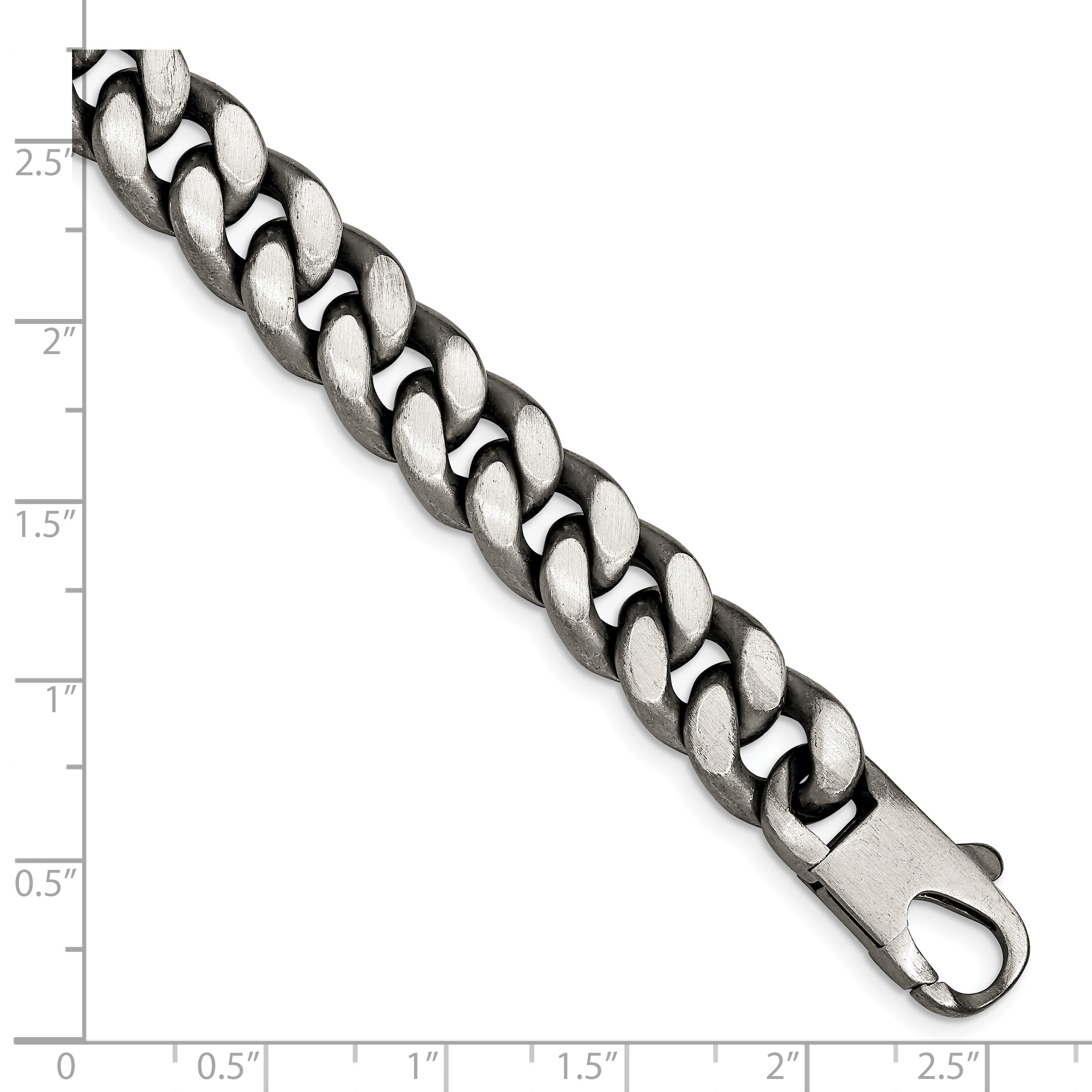 Sterling Silver Ruthenium/Antiqued Brushed Curb Link Bracelet