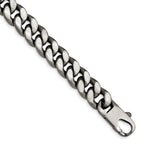 Sterling Silver Ruthenium-plated/Antiqued Brushed 10.75mm Curb Link Mens 8.5 inch Bracelet