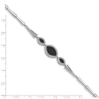 Sterling Silver Rhod-plated Polished Black and White CZ Bracelet