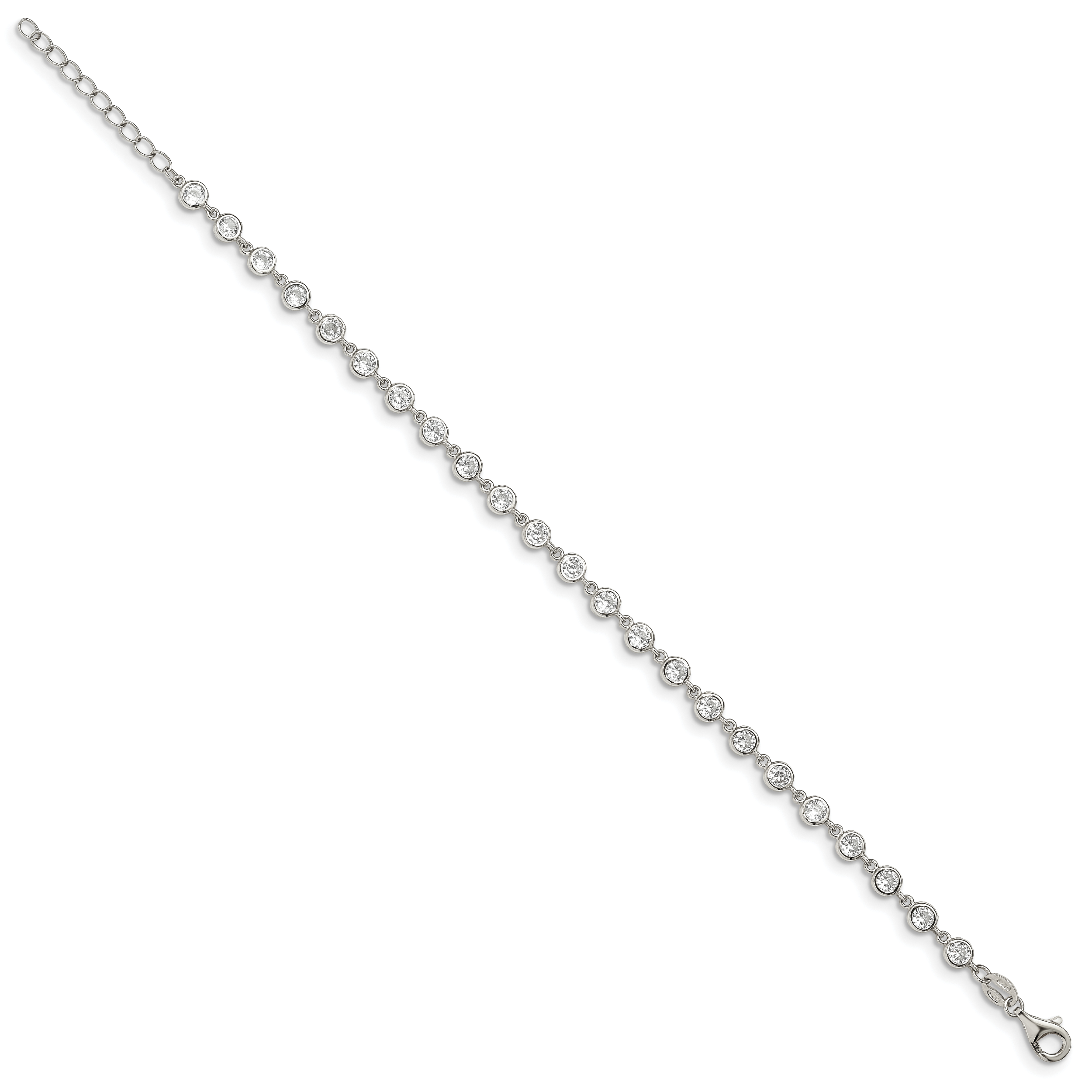 Sterling Silver Rhodium-plated With  1 in ext. CZ Bracelet Secondary image