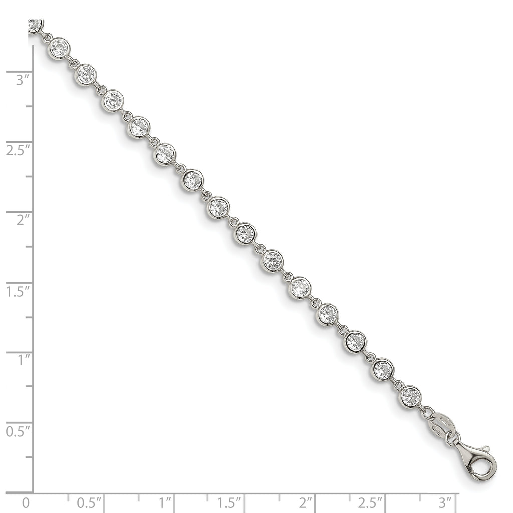 Sterling Silver Rhodium-plated With  1 in ext. CZ Bracelet