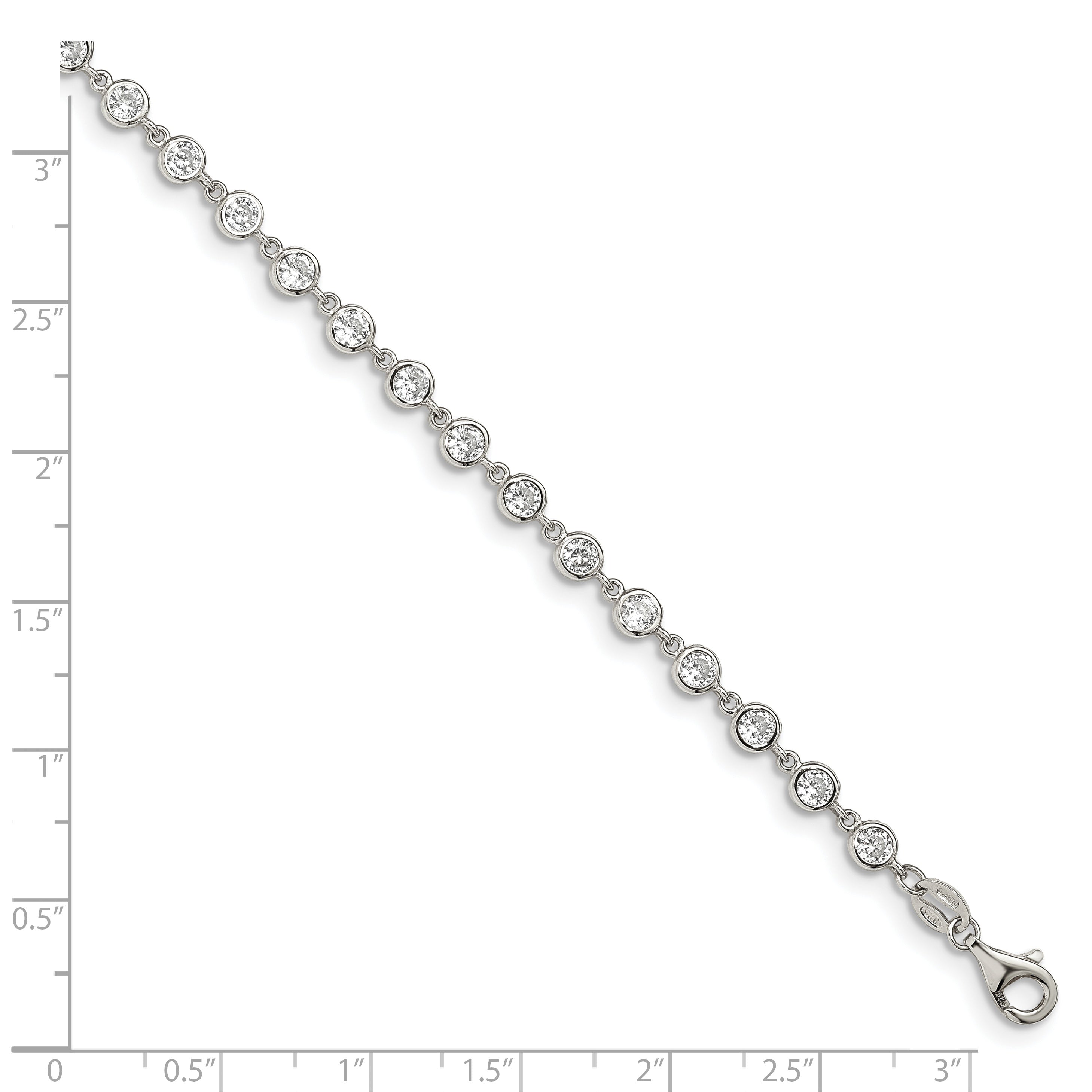 Sterling Silver Rhodium-plated With  1 in ext. CZ Bracelet