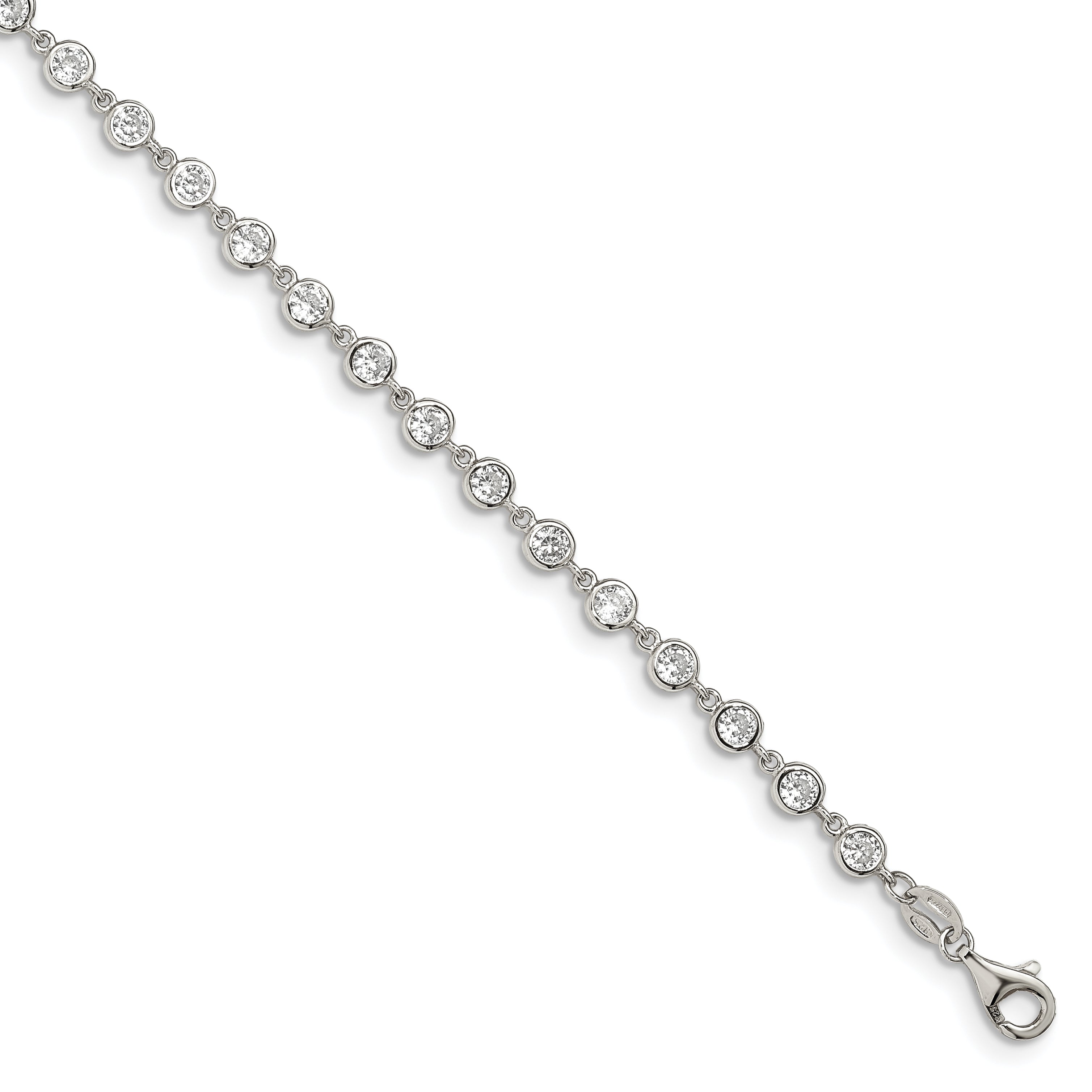 Sterling Silver Rhodium-plated With  1 in ext. CZ Bracelet Main image