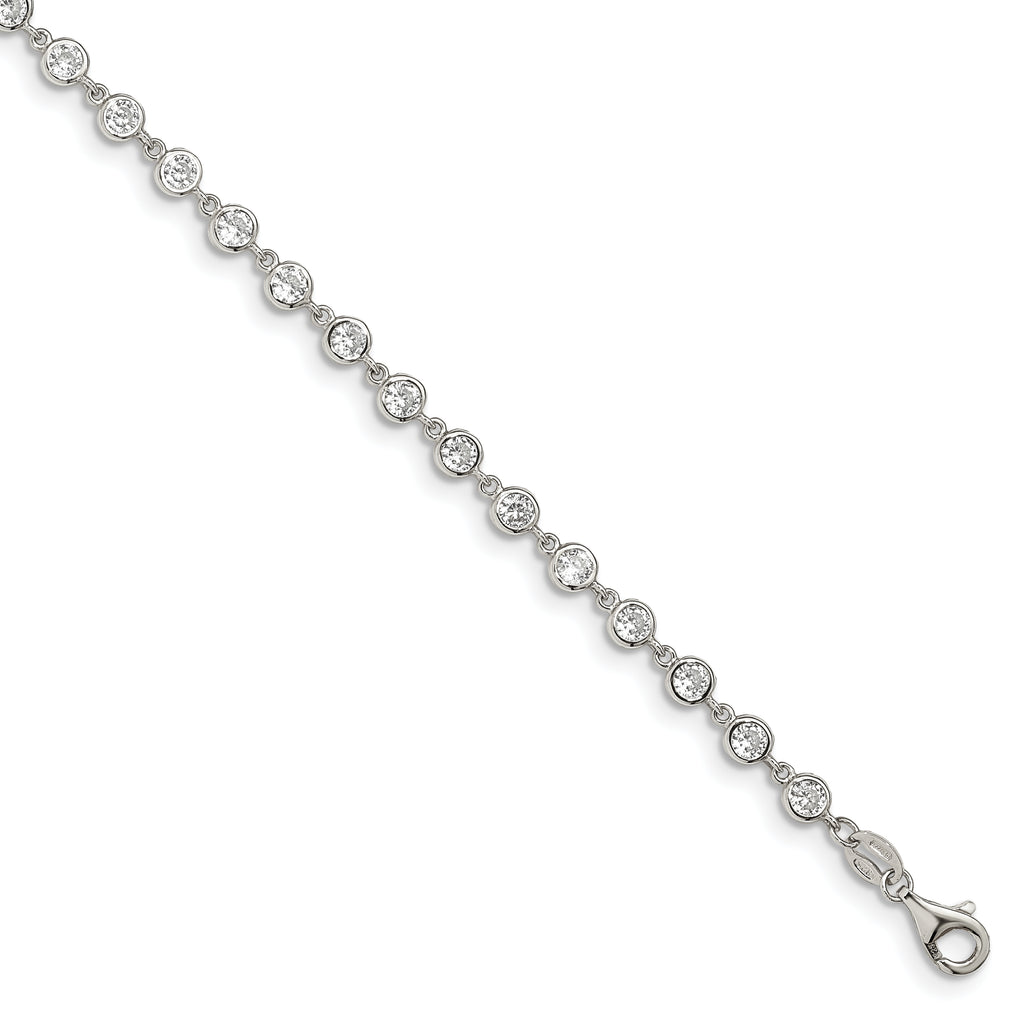 Sterling Silver Rhodium-plated With  1 in ext. CZ Bracelet