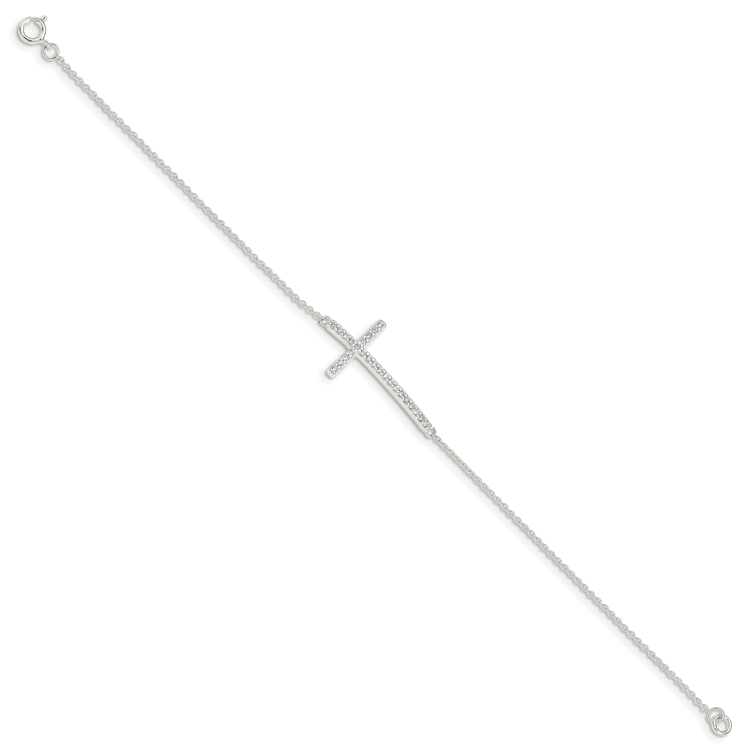 Sterling Silver CZ Cross Bracelet Secondary image
