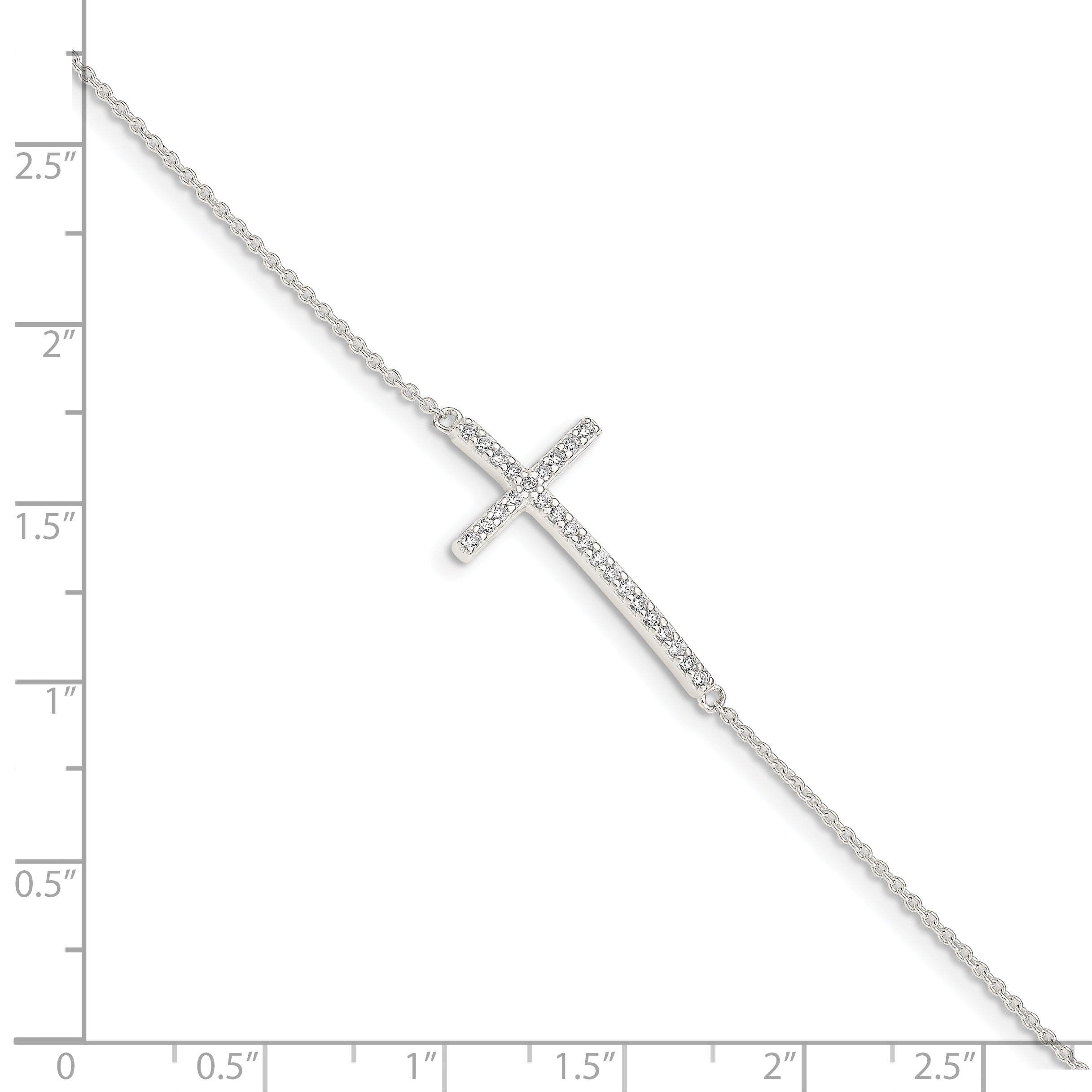 Sterling Silver CZ Cross Bracelet