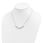 Sterling Silver Rhodium-plated Baguette CZ Bars With  1in ext. Necklace
