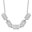 Sterling Silver Rhodium-plated Baguette CZ Bars With  1in ext. Necklace