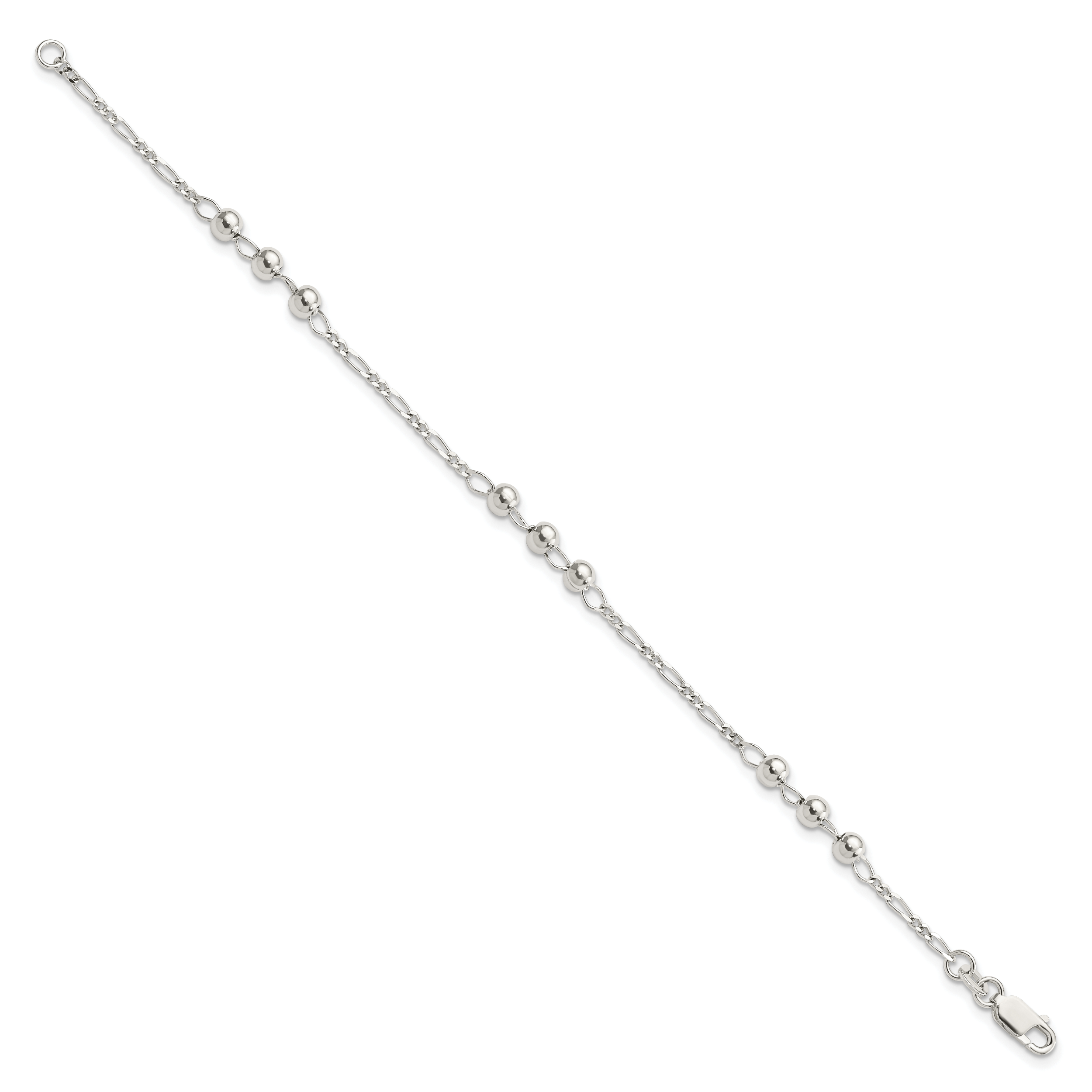 Sterling Silver Diamond Cut Beaded Bracelet Secondary image