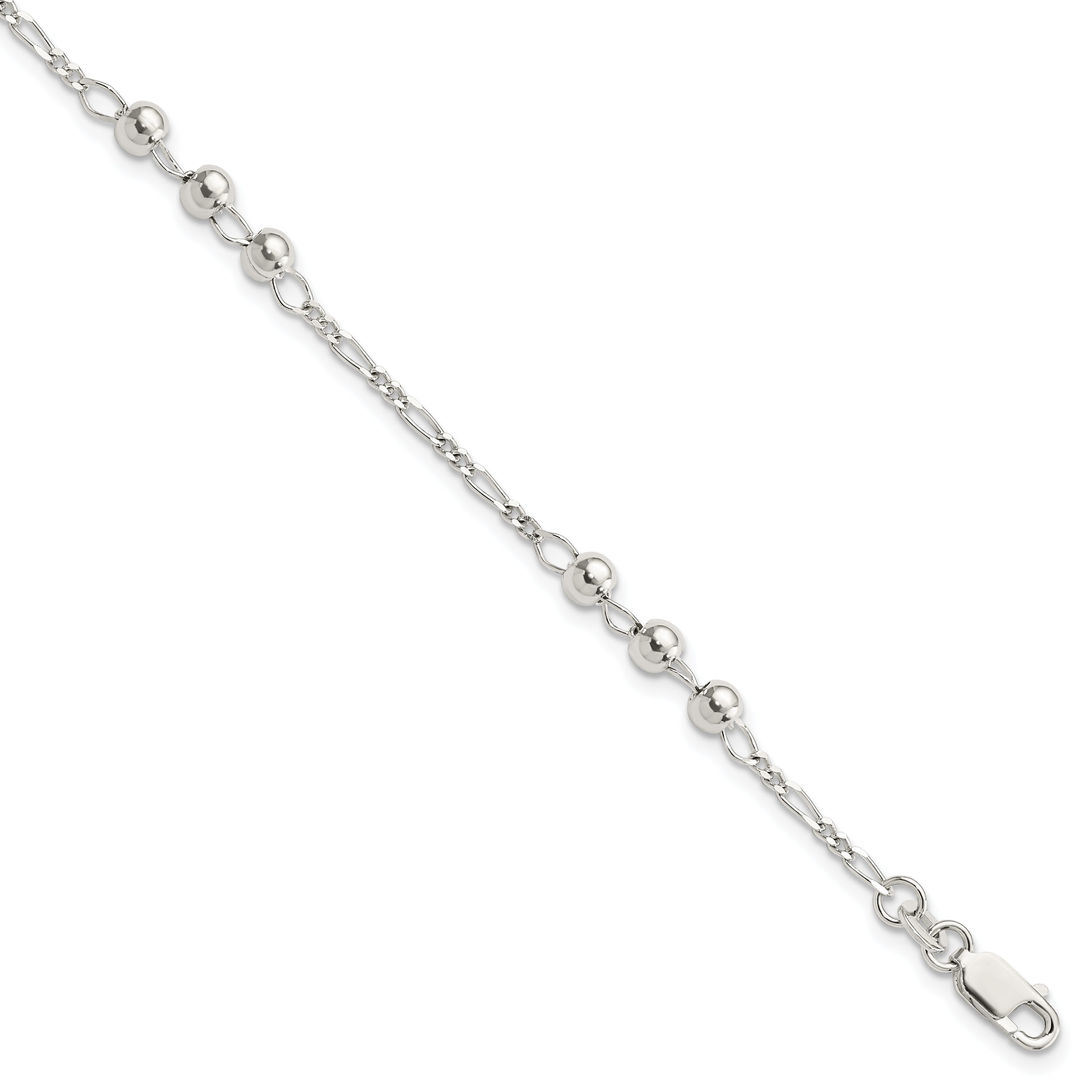 Sterling Silver Diamond Cut Beaded Bracelet Main image