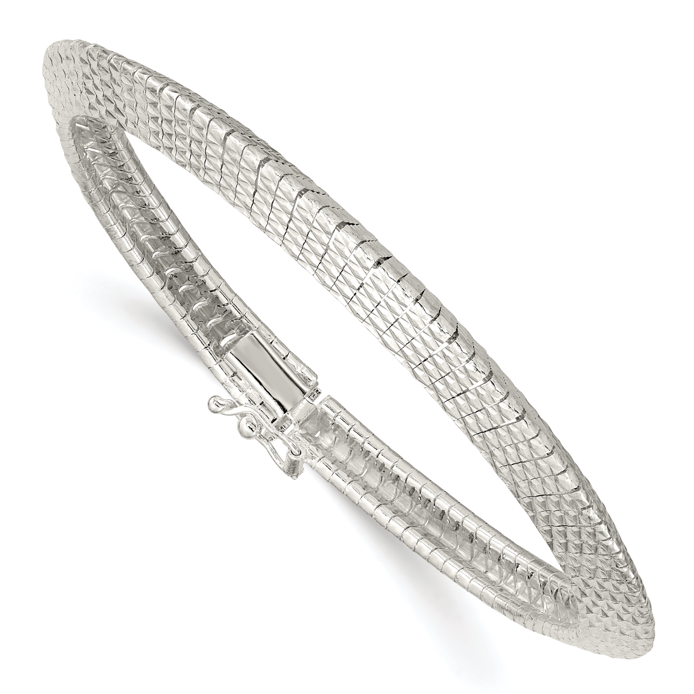 Sterling Silver 5.5mm Textured Knife-edge 7.5in Bracelet