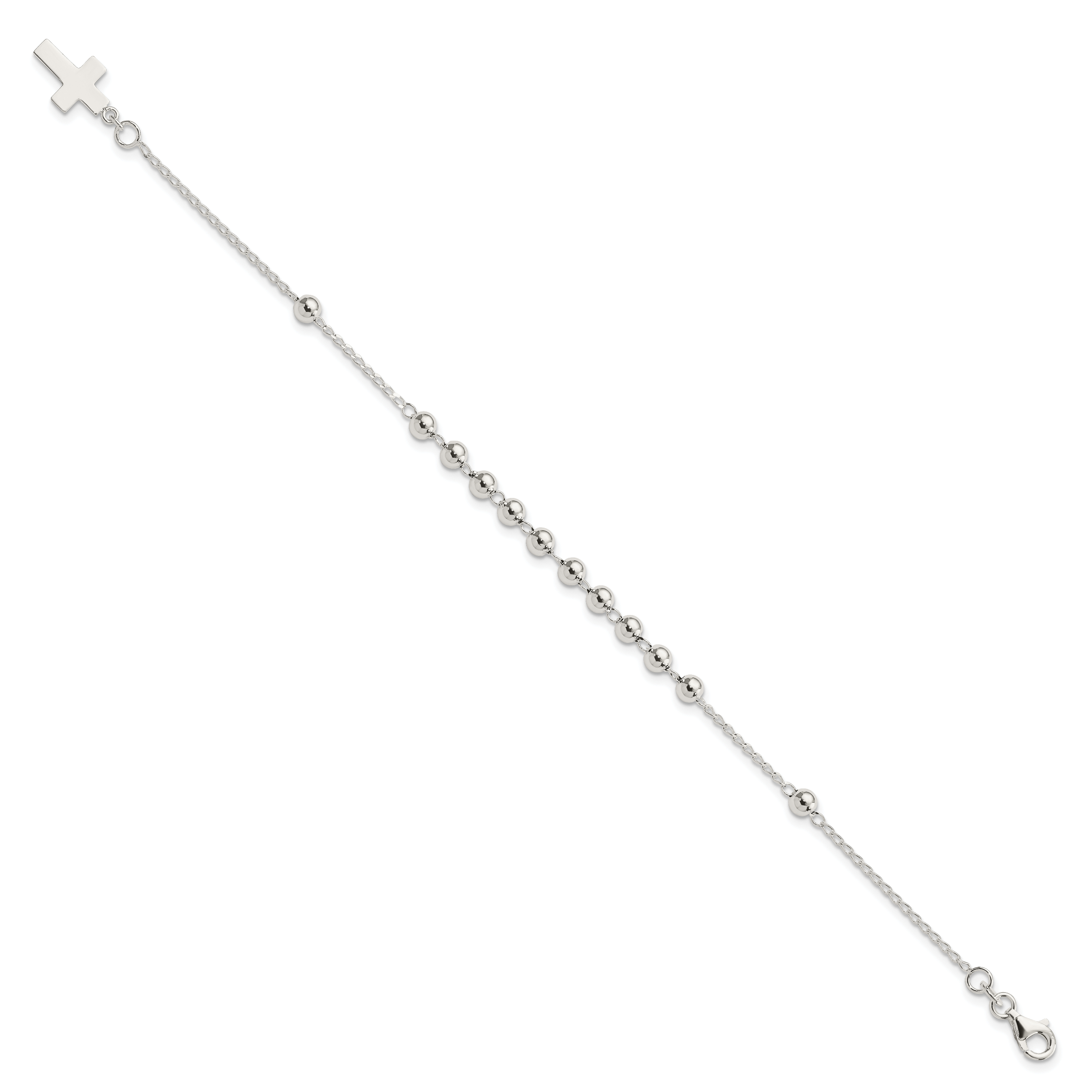 Sterling Silver Beaded Cross Bracelet Secondary image
