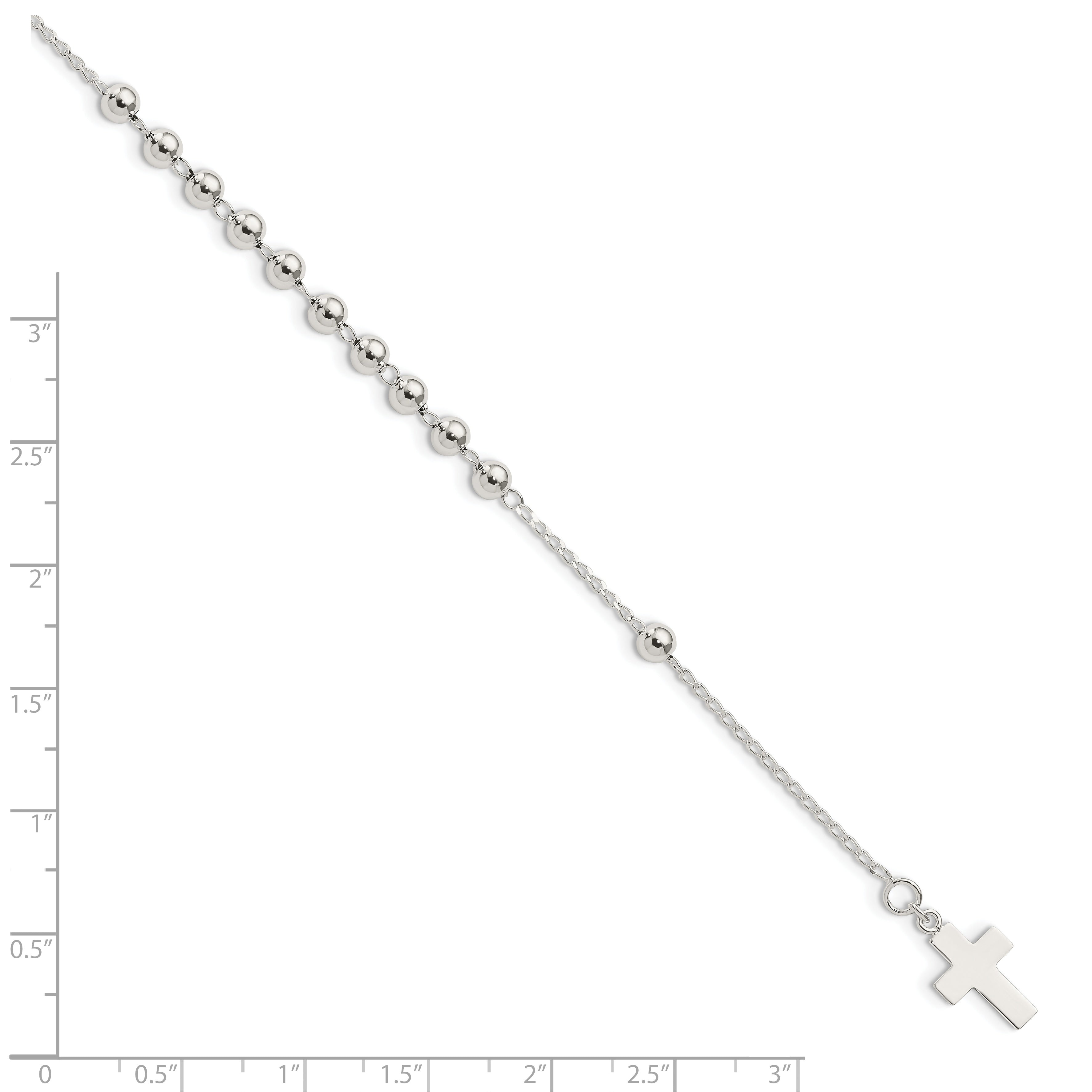 Sterling Silver Beaded Cross Bracelet