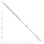 Sterling Silver Beaded Cross Bracelet