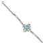Sterling Silver RH-plated Clear/Blue Crystal Flower With 1in ext Bracelet