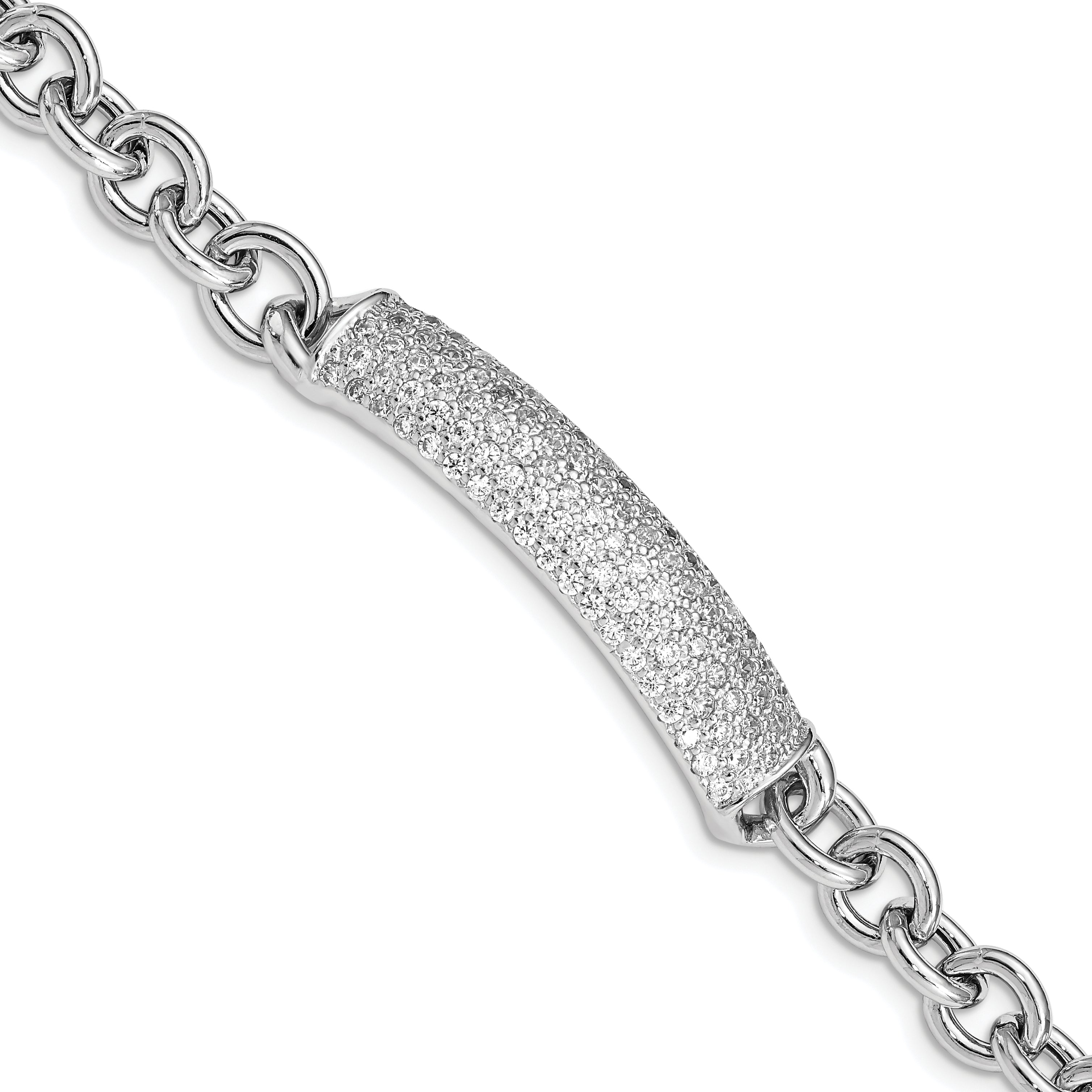 Sterling Silver Rhodium Plated Polished CZ Fancy Bracelet Main image