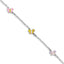 Sterling Silver Rhodium-plated Polished Multi-color Enameled Butterflies Children's Bracelet