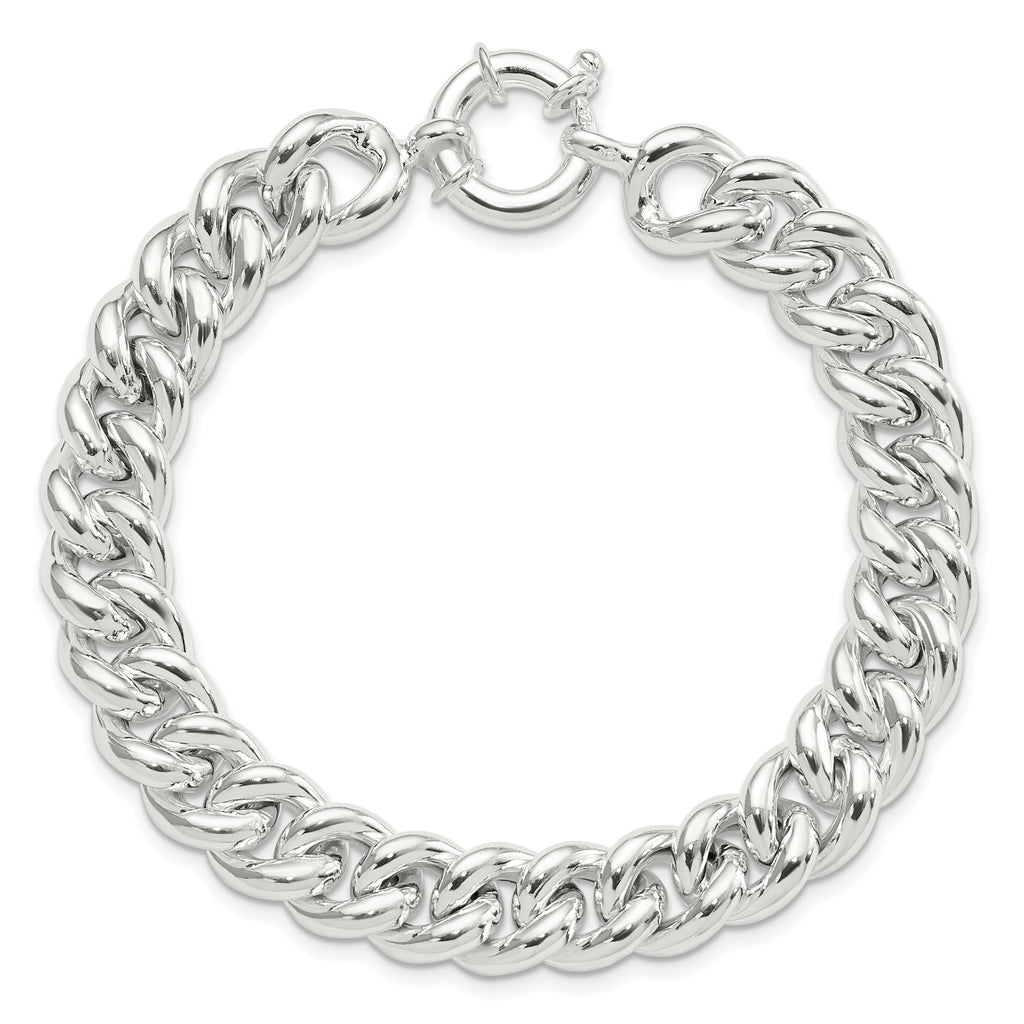 Sterling Silver Polished 10.7mm Curb Link 7.75 inch Bracelet