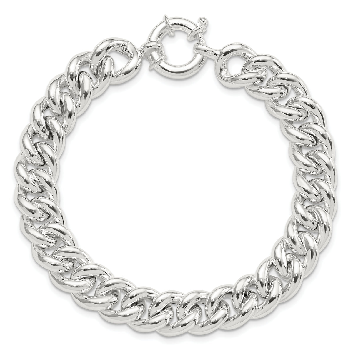 Sterling Silver Polished 10.7mm Curb Link 7.75 inch Bracelet