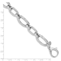 Sterling Silver Rhodium Plated Polished Link Bracelet
