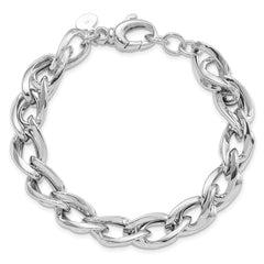 Sterling Silver Rhodium Plated Polished Link Bracelet