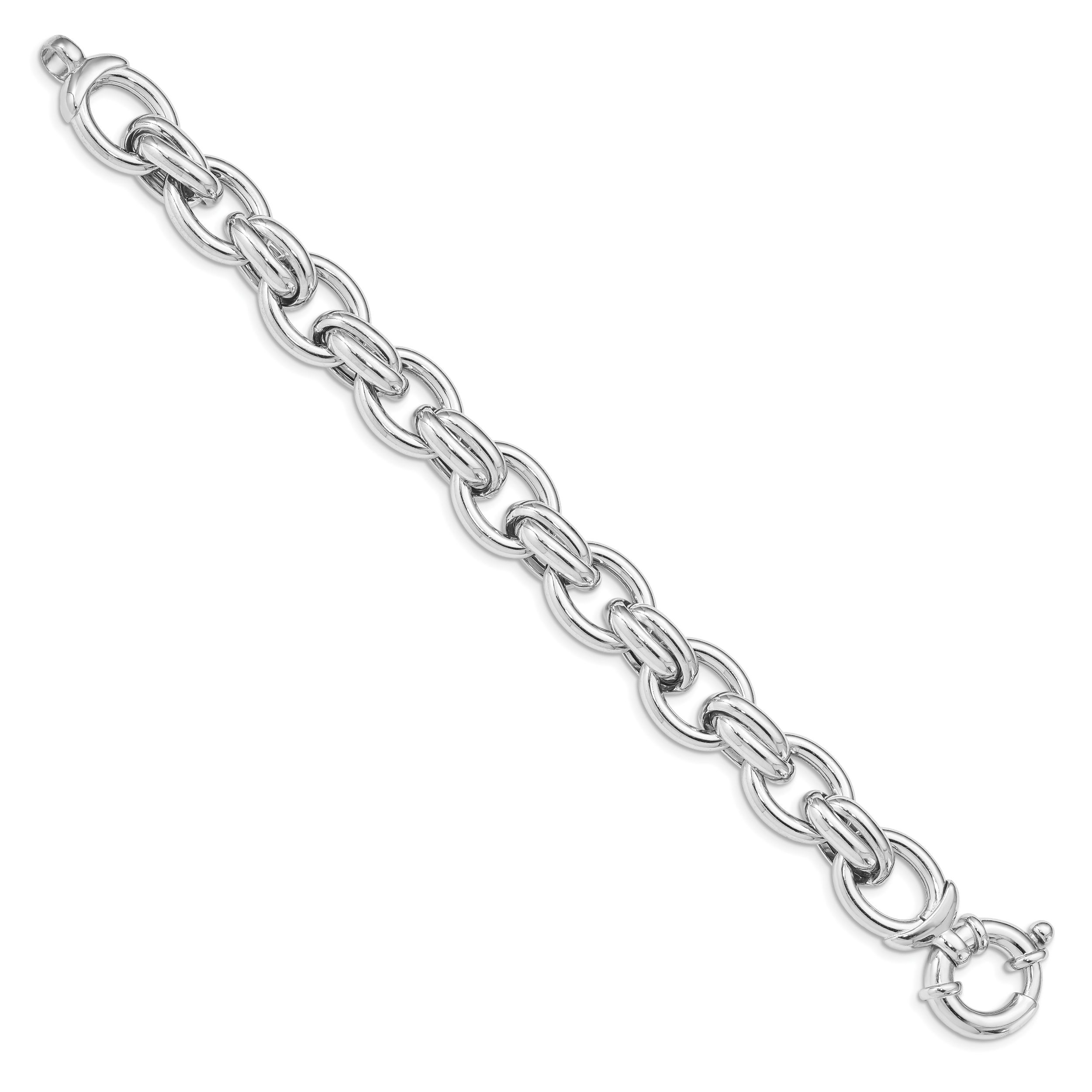 Sterling Silver Rhodium Plated Polished Link Bracelet Secondary image