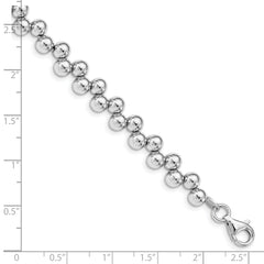 Sterling Silver Rhodium-plated Offset Beads With 1.25in. Ext. Bracelet