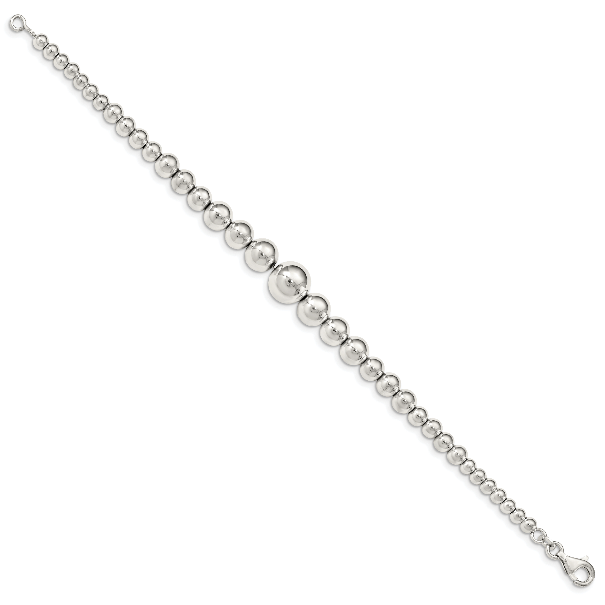 Sterling Silver Polished Graduated Beads Bracelet Secondary image