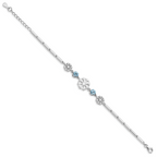 Sterling Silver RH-plated Crystal Snowflake With 1in ext Bracelet