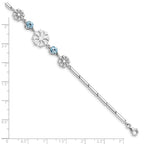 Sterling Silver RH-plated Crystal Snowflake With 1in ext Bracelet