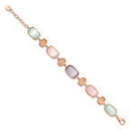 Sterling Silver Rose-tone and Created Cats Eye With  1in ext. Bracelet