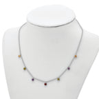 Prizma Sterling Silver Rhodium Plated 16 inch Dangling Colorful CZ Necklace with 2 inch Extender