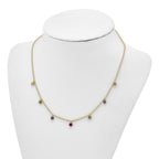 Prizma Sterling Silver Gold-tone 14K Flash Gold-plated 16 inch Dangling Colorful CZ  Necklace with 2 inch Extender