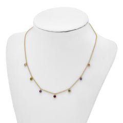 Prizma Sterling Silver Gold-tone 14K Flash Gold-plated 16 inch Dangling Colorful CZ  Necklace with 2 inch Extender