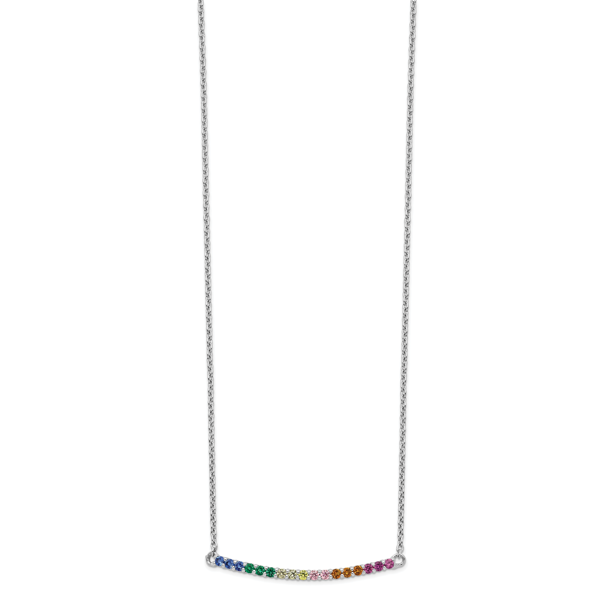 Prizma Sterling Silver Rhodium-plated 18 inch Colorful CZ Curved Bar Necklace Secondary image