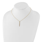 Prizma Sterling Silver Gold-tone 14K Flash Gold-plated 16 inch Colorful CZ Vertical Bar Necklace with 2 inch Extender