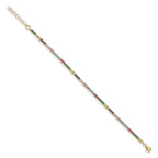 Prizma Sterling Silver Gold-tone 14K Flash Gold-plated 7 inch Colorful CZ Bracelet with 1 inch Extender